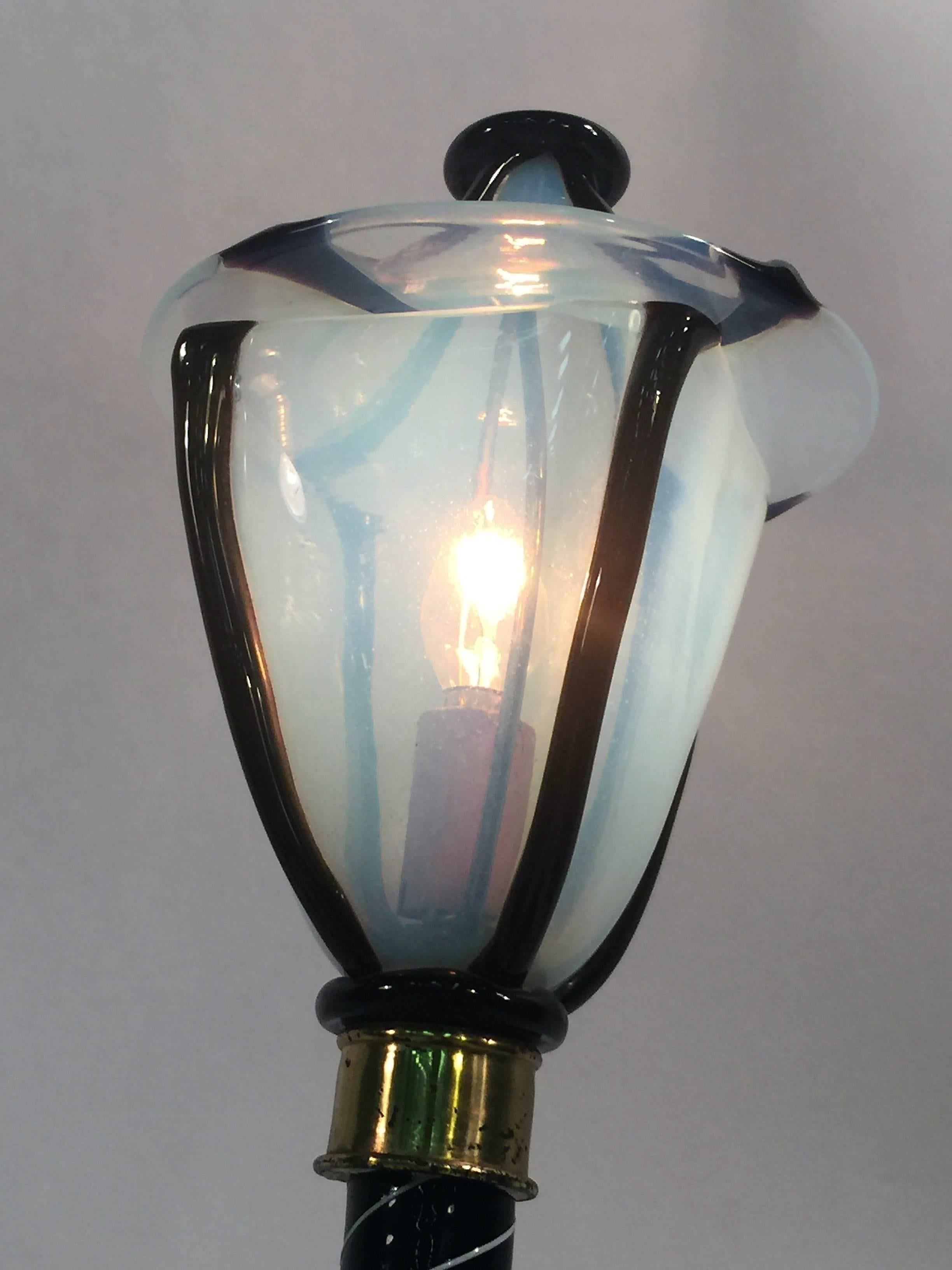 Mid-20th Century Great and Rare Cenedese Murano Glass Drunk Clown and Angel Dog on Lamp Post Lamp For Sale