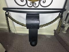 In the Manner of Gilbert Poillerat Black and Gold Iron Mirror and Wall Console