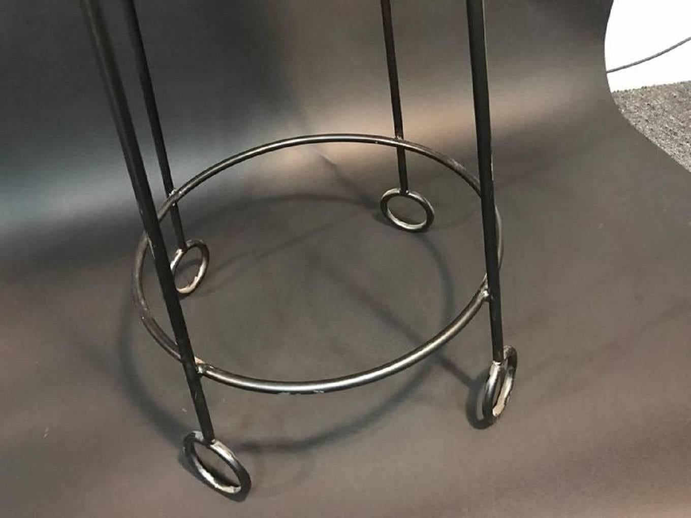 A set of six fabulous stools with ball seat and yo-yo style feet in the manner of Jean Royere, late 20th century. Can be sold for $1800 each. Good condition.