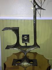 French Brutalist Metal Torch Cut Abstract Bird Sculpture