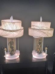 Great Pair of 1950s Moss Modernist Spinning Dancers Lucite Lamps