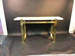Exceptional Karl Springer Style Lacquer and Brass Console