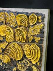 Exceptional Signed Yellow/Brown Glazed Terracotta Wall Sculpture Titled Fungus