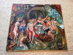 Signed Large Modern Baroque Ornate Feast Oil Painting Amongst Monkeys and Parrot