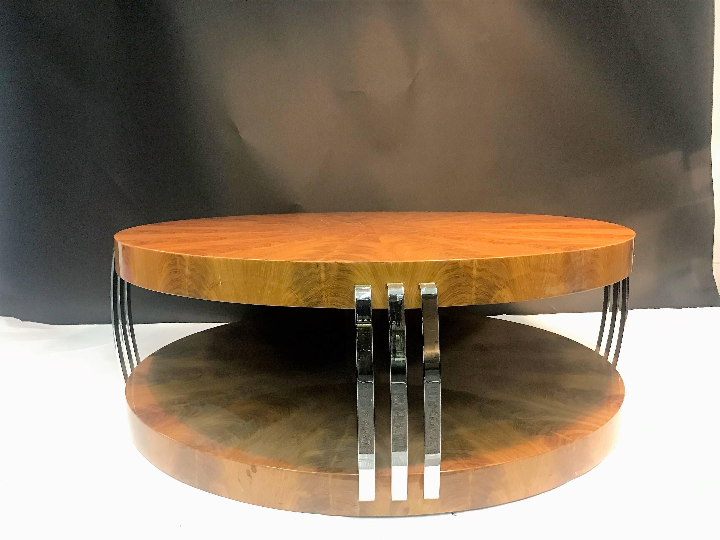 Impressive Art Deco Style Burled Wood Coffee Table in the Style of Springer In Excellent Condition For Sale In Mount Penn, PA