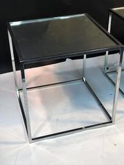 Great Pair of Milo Baughman Modernist Chrome and Mirror Cube Tables