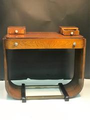 Stunning Paul Frankl Style Art Deco U-Base Wood and Nickeled Bronze Console