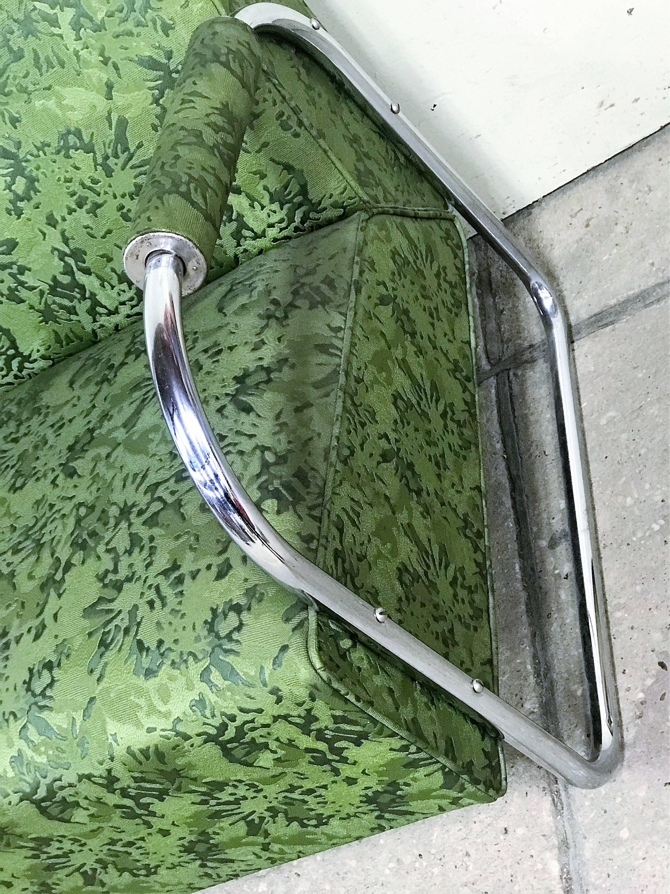 Rare Art Deco Gilbert Rohde Tubular Chrome Settee In Excellent Condition For Sale In Mount Penn, PA