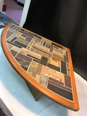 Great Danish Modern Mosaic Tile-Top Triangle Wedge Coffee Table