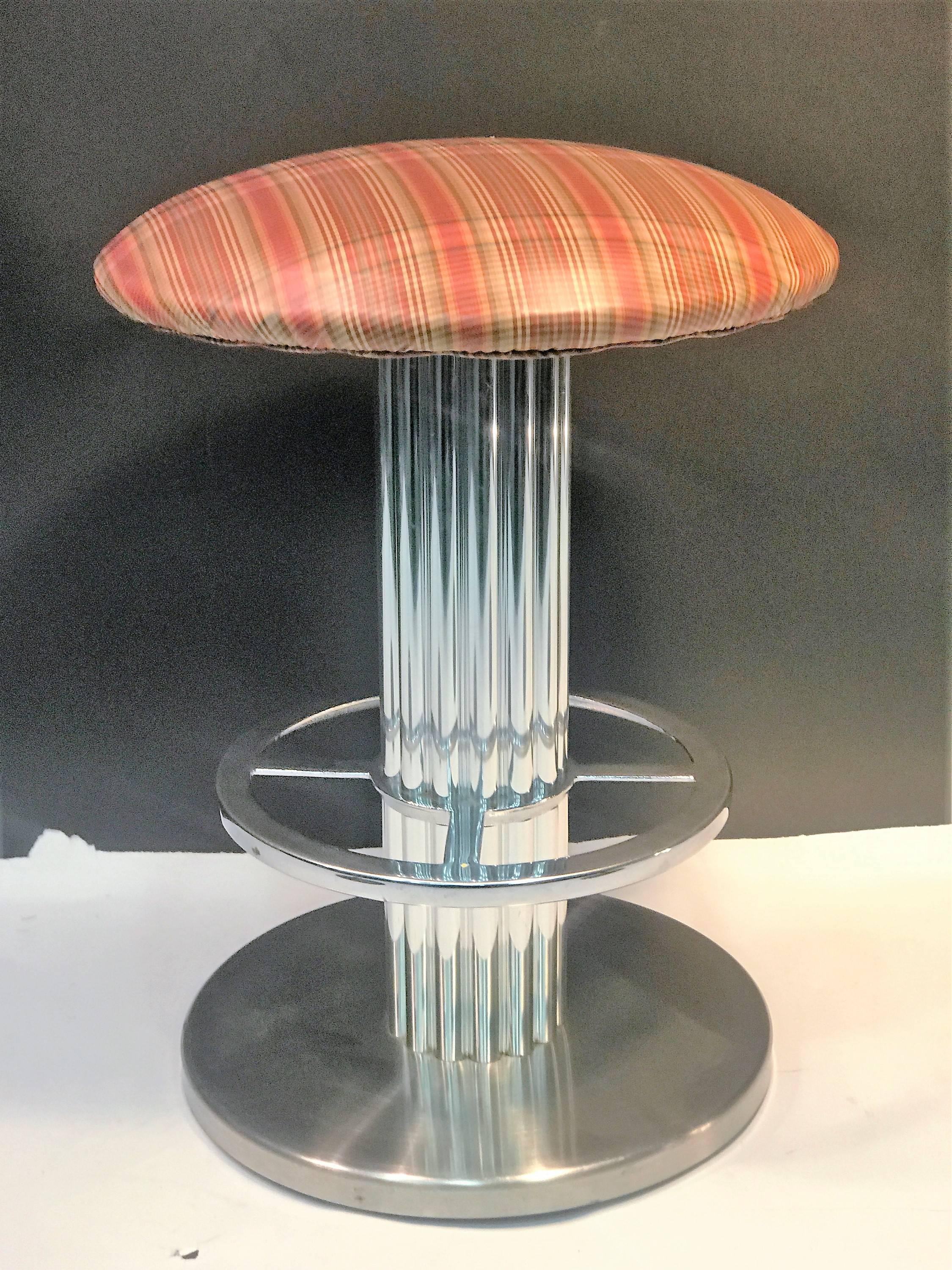 Modernist Brushed Chrome Stool by Designs for Leisure For Sale 3