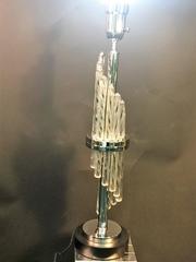 Modernist Glass Twist Rod Design Chrome Capped Lamp