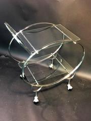 Elegant Art Deco Chrome Oval Tubular Design Double Tier Bar Cart