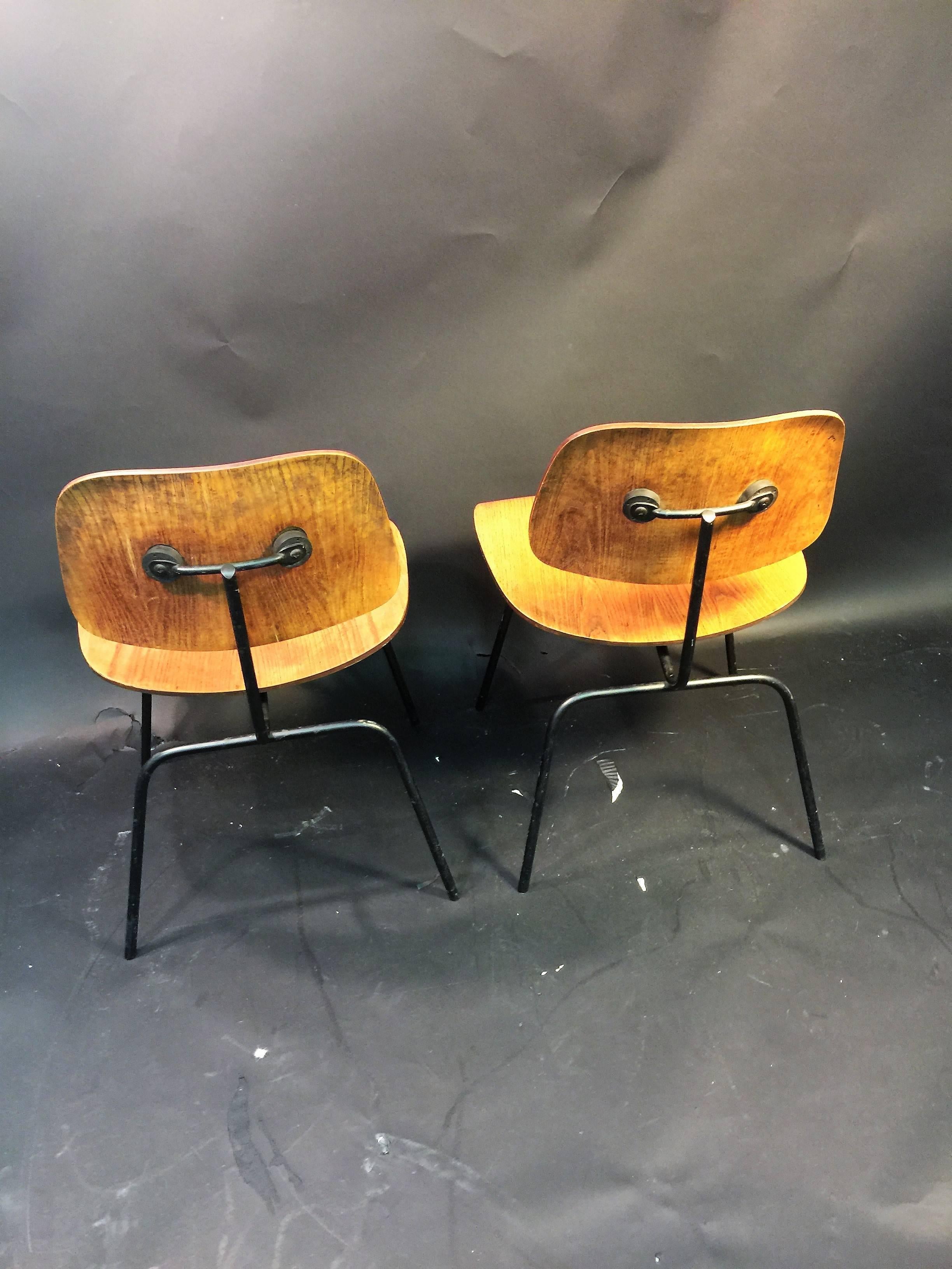 American Pair of Early Charles Eames DCM Dining Chairs by Herman Miller
