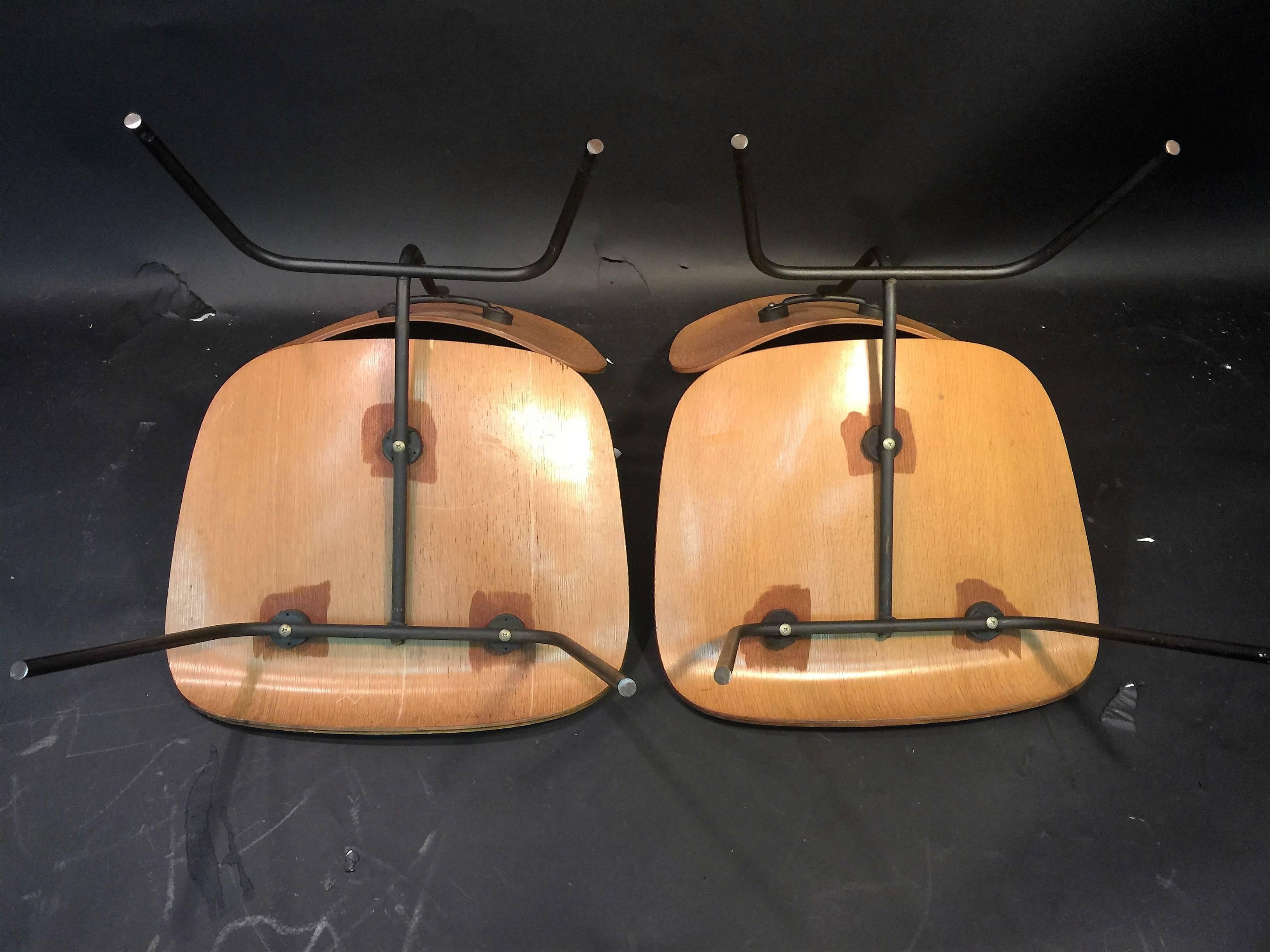 Pair of Early Charles Eames DCM Dining Chairs by Herman Miller 3