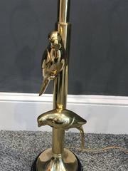 Great Modernist Polished Brass Sculptural Parrot Lamp