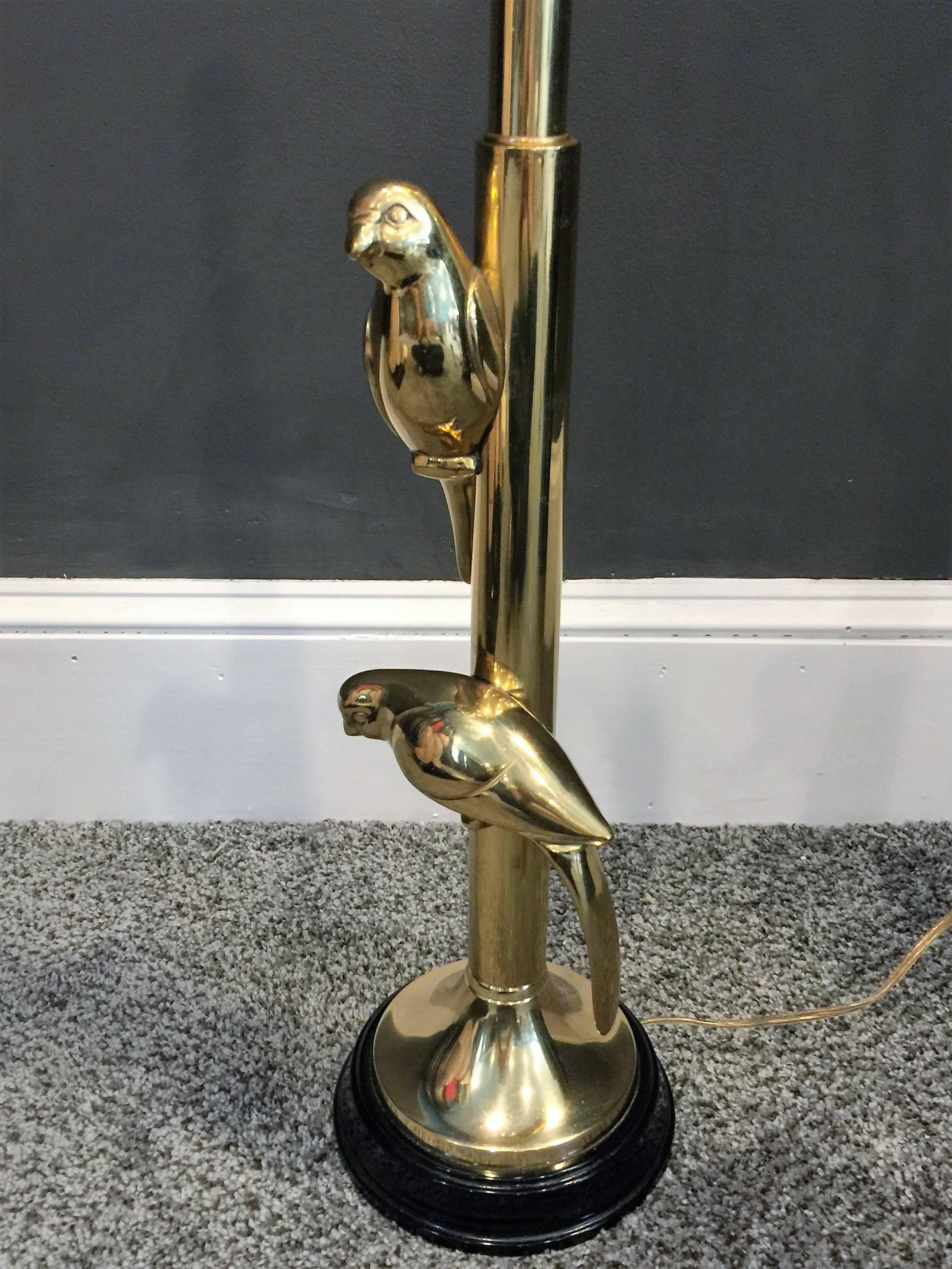 American Great Modernist Polished Brass Sculptural Parrot Lamp For Sale