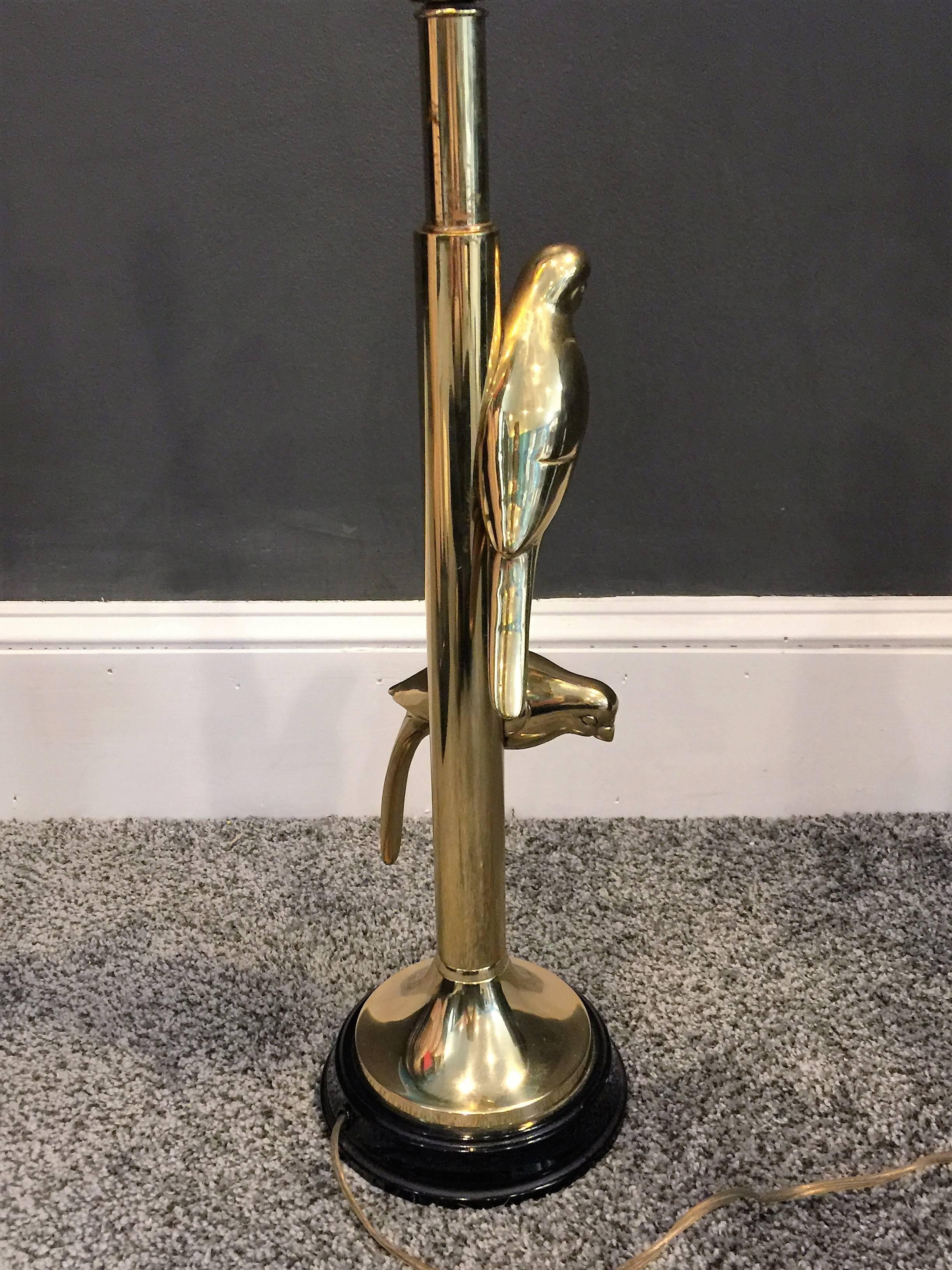 Late 20th Century Great Modernist Polished Brass Sculptural Parrot Lamp For Sale
