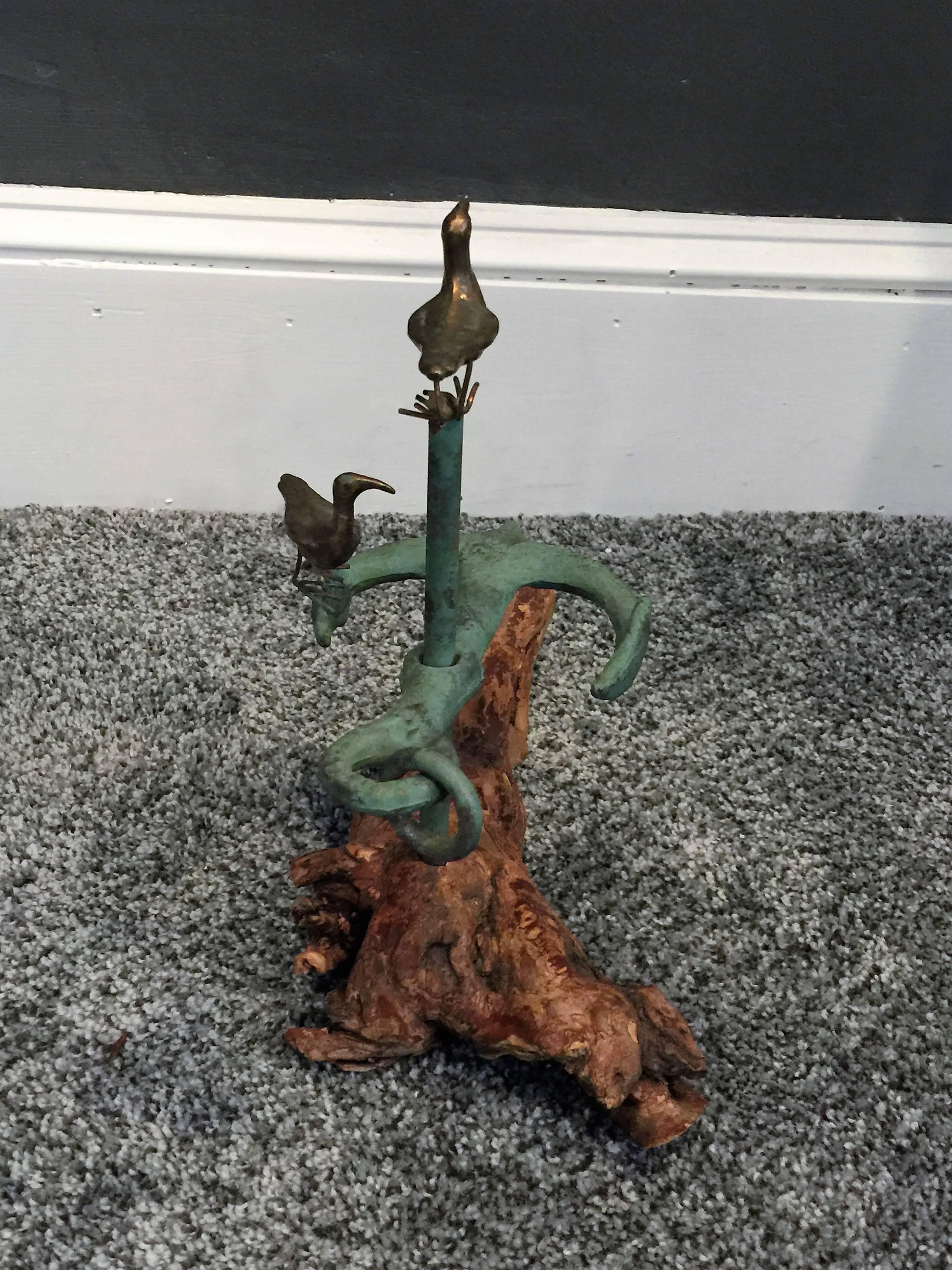 Modern Curtis Jere Bronze Seagulls and Anchor Sculpture For Sale