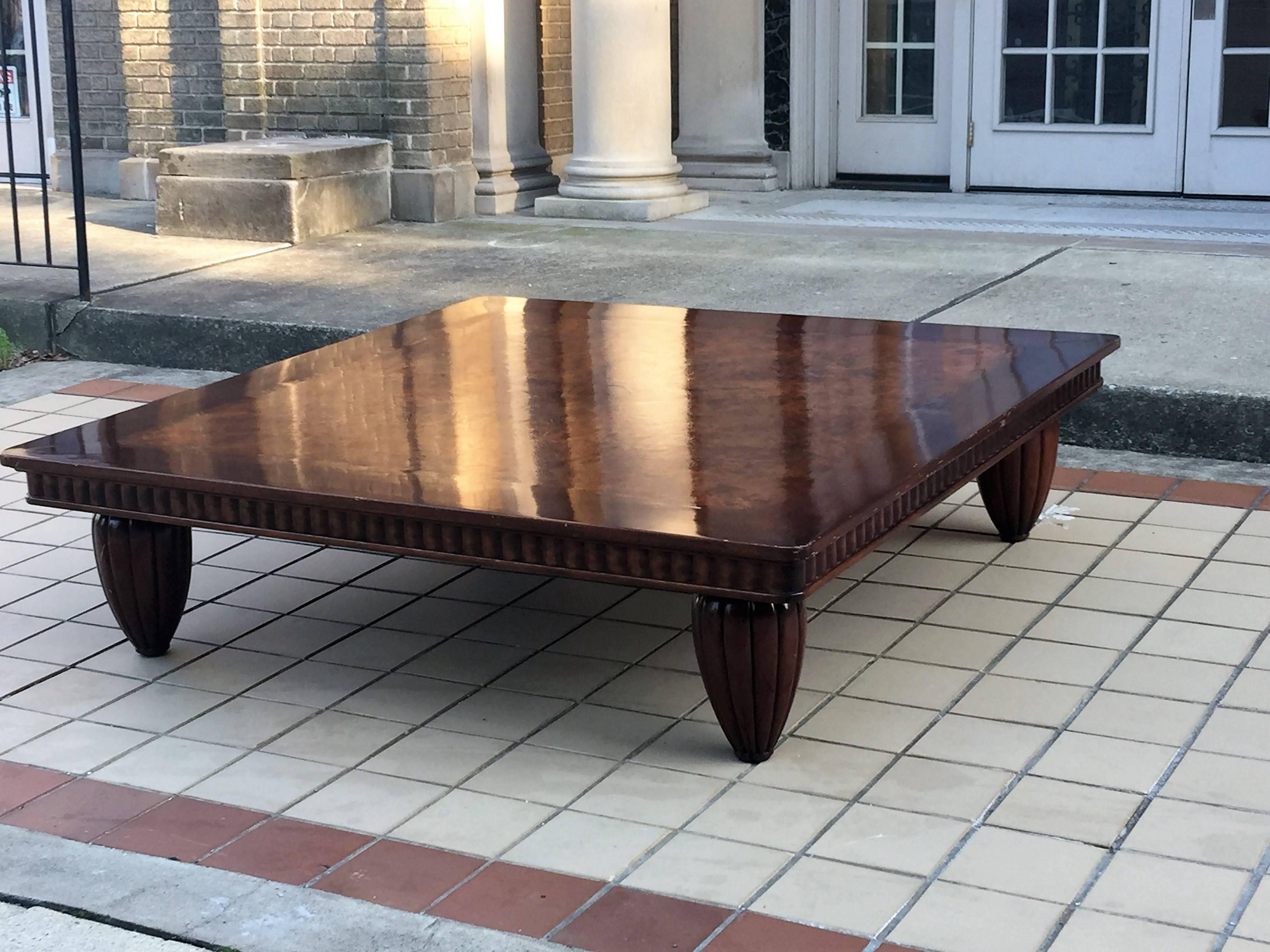French Monumental Art Deco Revival Coffee Table in the Manner of Ruhlmann For Sale