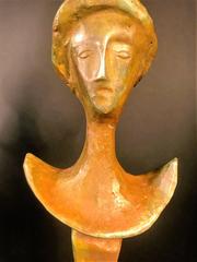 Monumental Pair of Bronze 'Tete De Femme' Floor Lamps after Giacometti