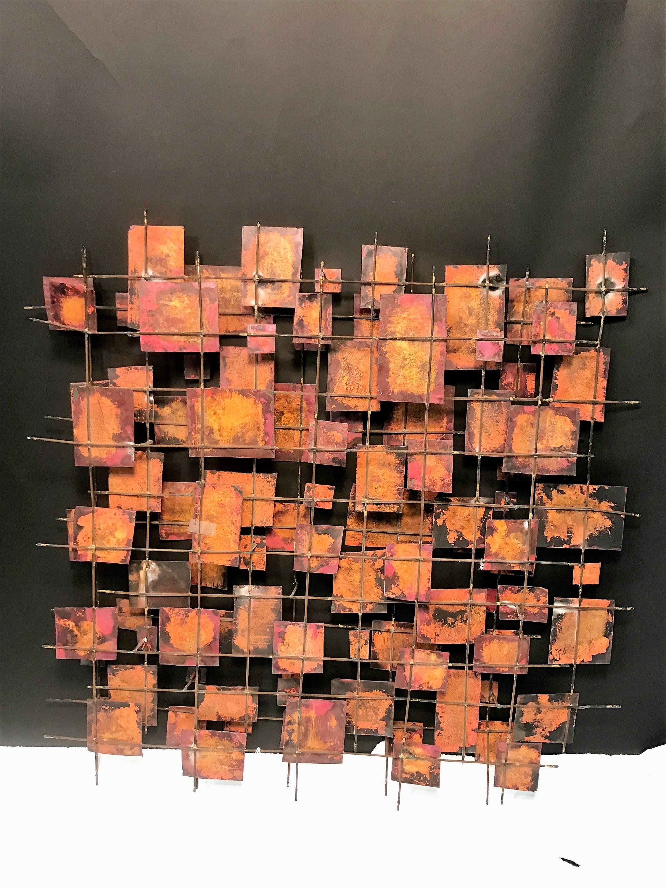 Striking Brutalist Mixed Metals Wall Sculpture Attributed to Silas Seandel For Sale 3