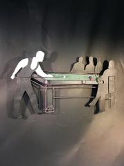 Cool Curtis Jere Pool Players Enameled Metal Wall Sculpture