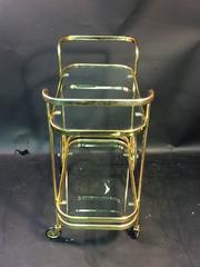 Modern Brass Tone Milo Baughman Style Bar Cart