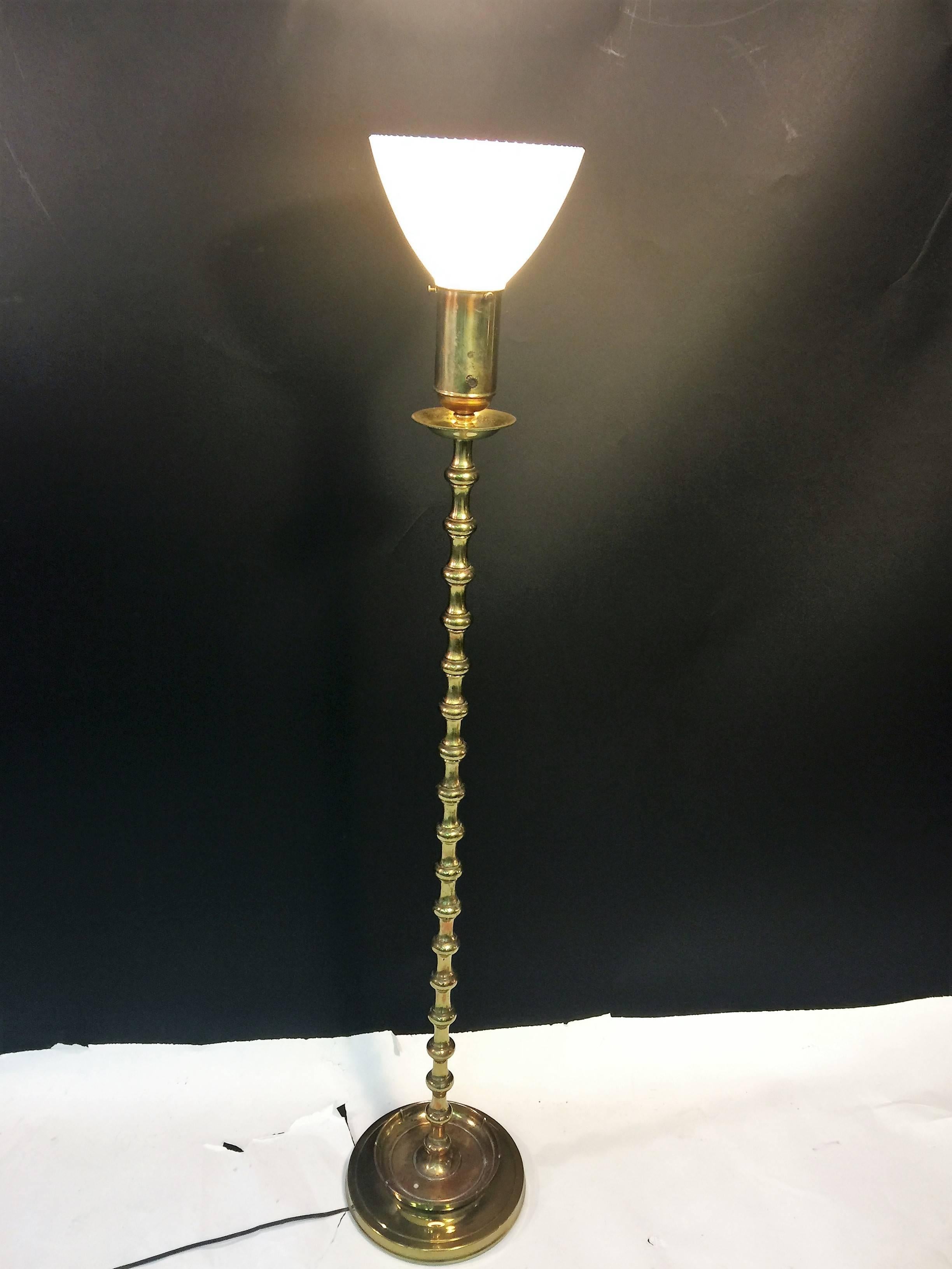 Hollywood Regency Brass Lamp with Brass Drum Shade For Sale 2