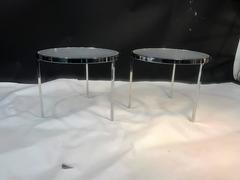 Great Pair of Round Chrome Tables by Milo Baughman