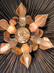 Unusual Fleur-De-Lis Brutalist Mixed Metal Starburst Wall Sculpture