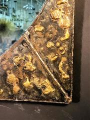 Textured Brutalist Elongated Diamond Shaped Mirror in the Manner of Paul Evans