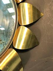Unusual Modernist Brass Sunflower Form Mirror