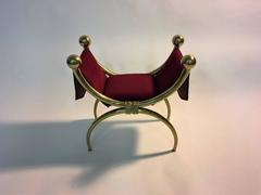 Fantastic Polished Brass Vanity Stool, style of Renzo Mongiardino, circa 1960