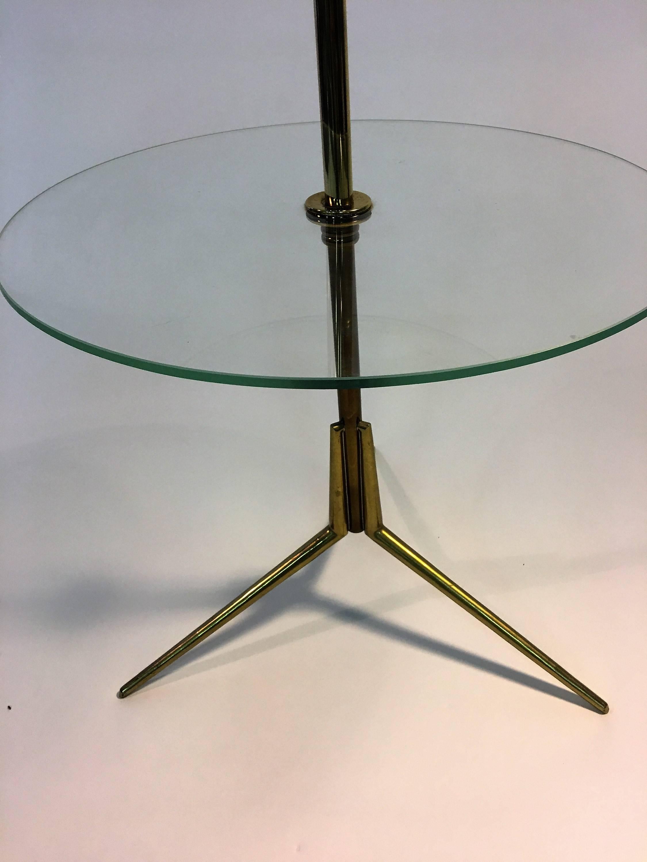 Italian Fontana Arte Modernist Brass Tripod Base Table by Pietro Chiesa For Sale