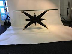 Spectacular Italian Brutalist Starburst and Gold Ball Resin Console Table