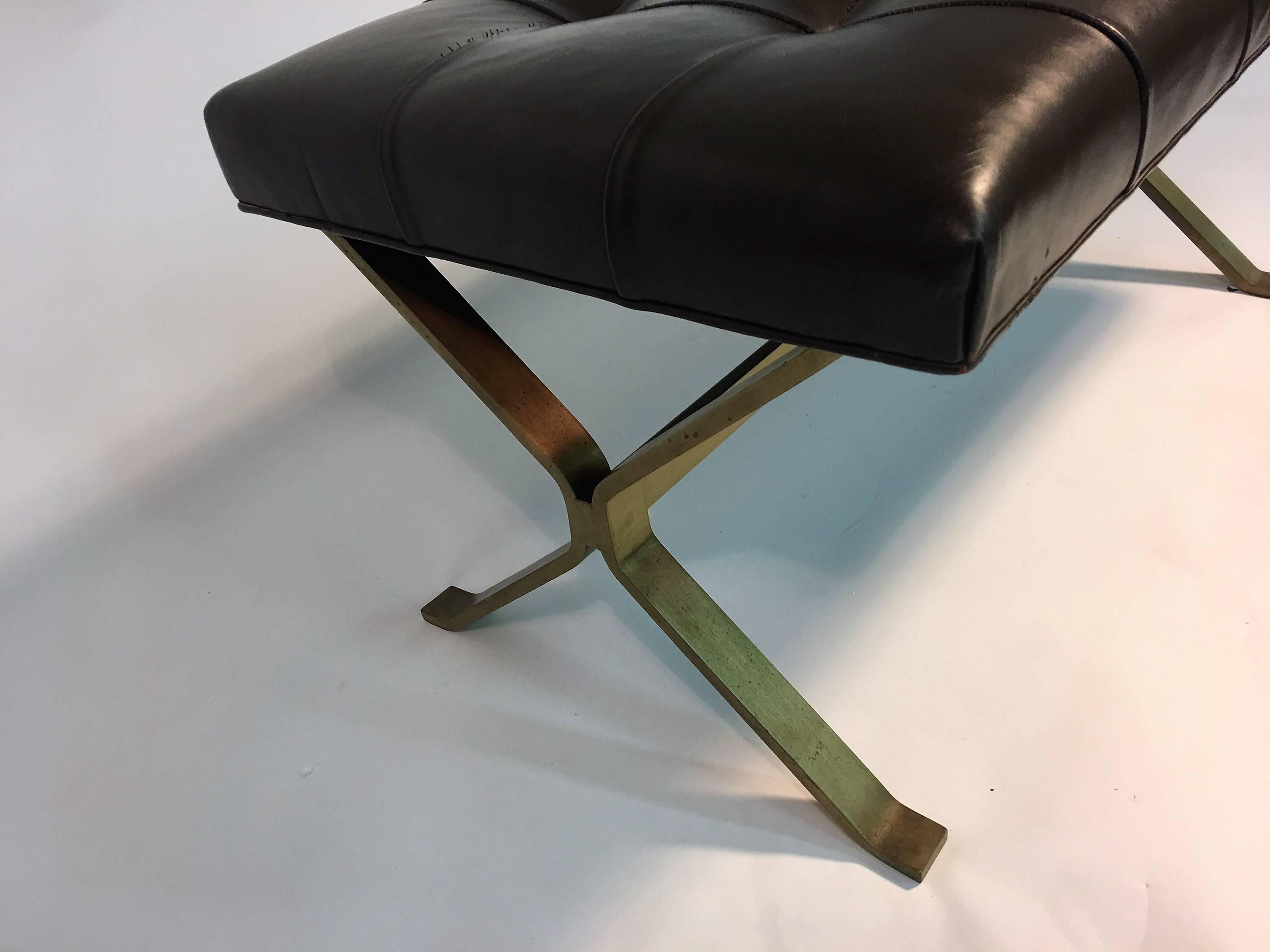 Stunning Modernist Bronze X-Base Bench Attributed to Osvaldo Borsani In Excellent Condition For Sale In Mount Penn, PA