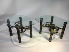 Striking Silas Seandel Style Brutalist Pair of End Tables