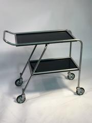 Aerodynamic Art Deco Aluminium and Black Bakelite Aero-Art Bar Cart