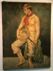 Beautiful Modern Italian Painting of a Young Musician by Fabrizio Campanella