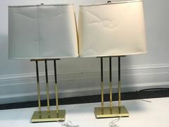 Wonderful Pair of Heavy, Brass, Walter Von Nessen style Table Lamps