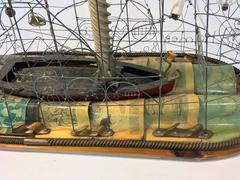 Incredible and Bizarre Artist Signed Wire Ship Sculpture Radio