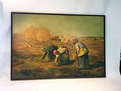Monumental Signed Painting after Jean-Francois Millet 'The Gleaners'