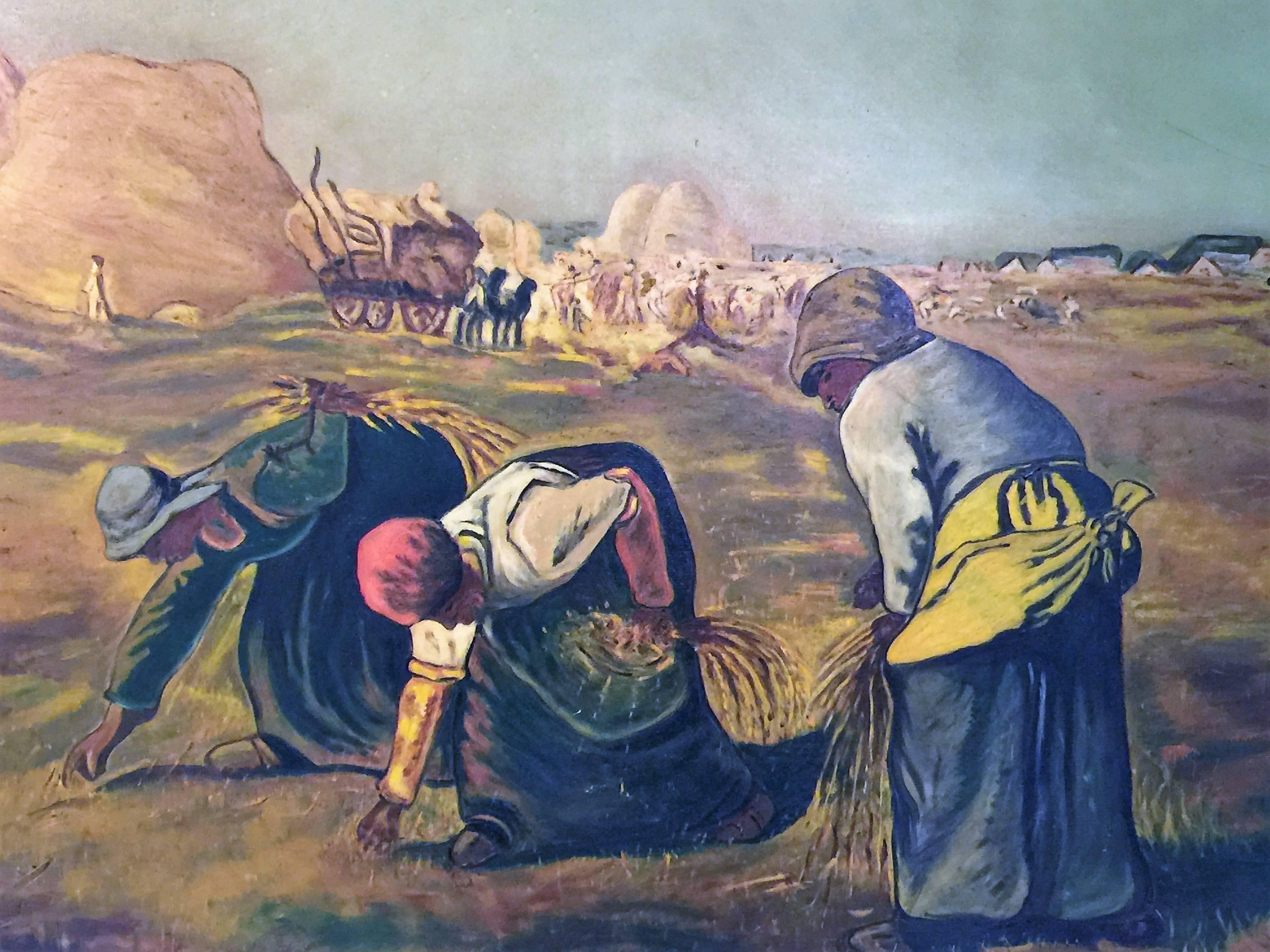 Modern Monumental Signed Painting after Jean-Francois Millet 'The Gleaners' For Sale
