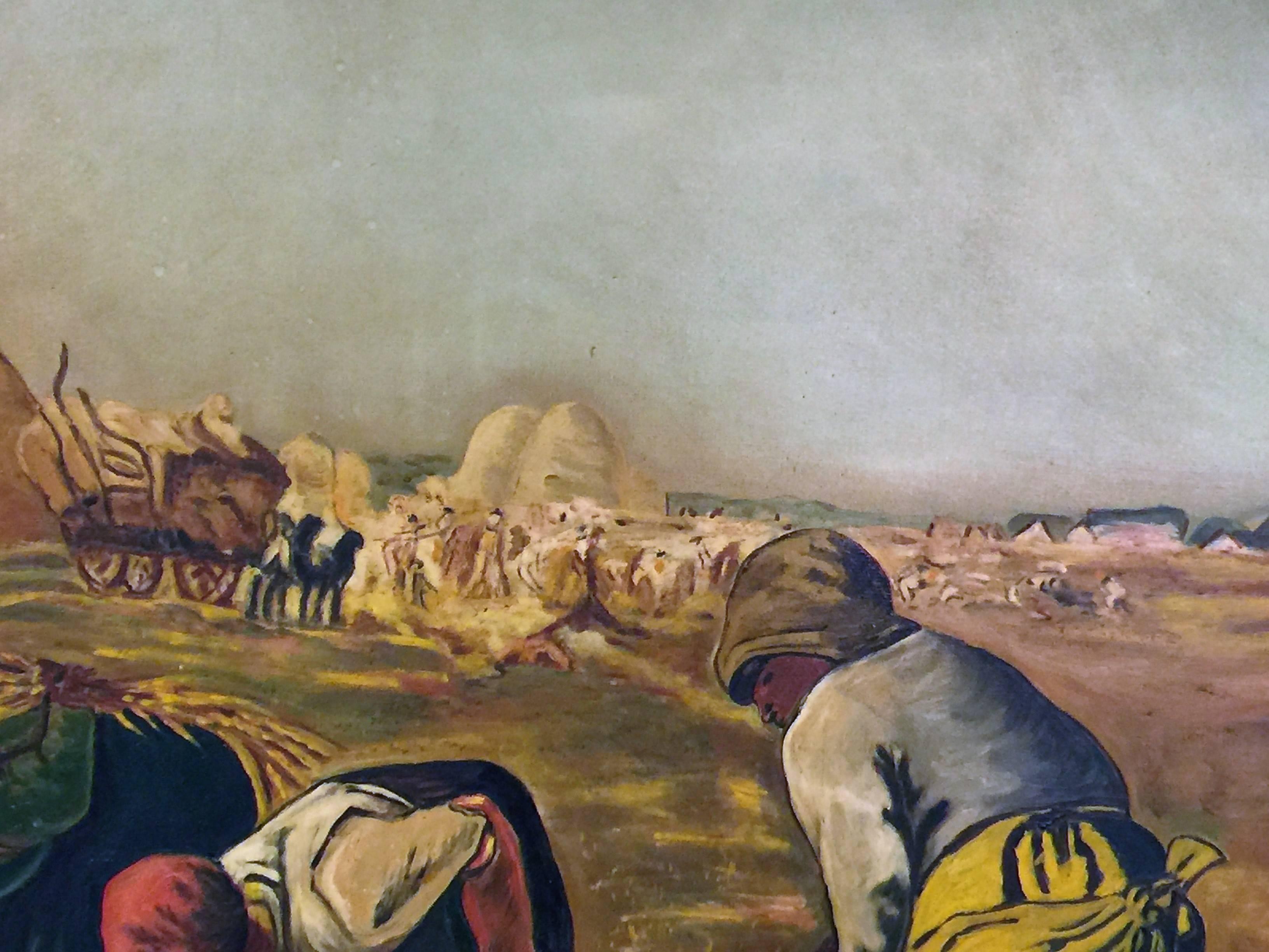 Monumental Signed Painting after Jean-Francois Millet 'The Gleaners' For Sale 1