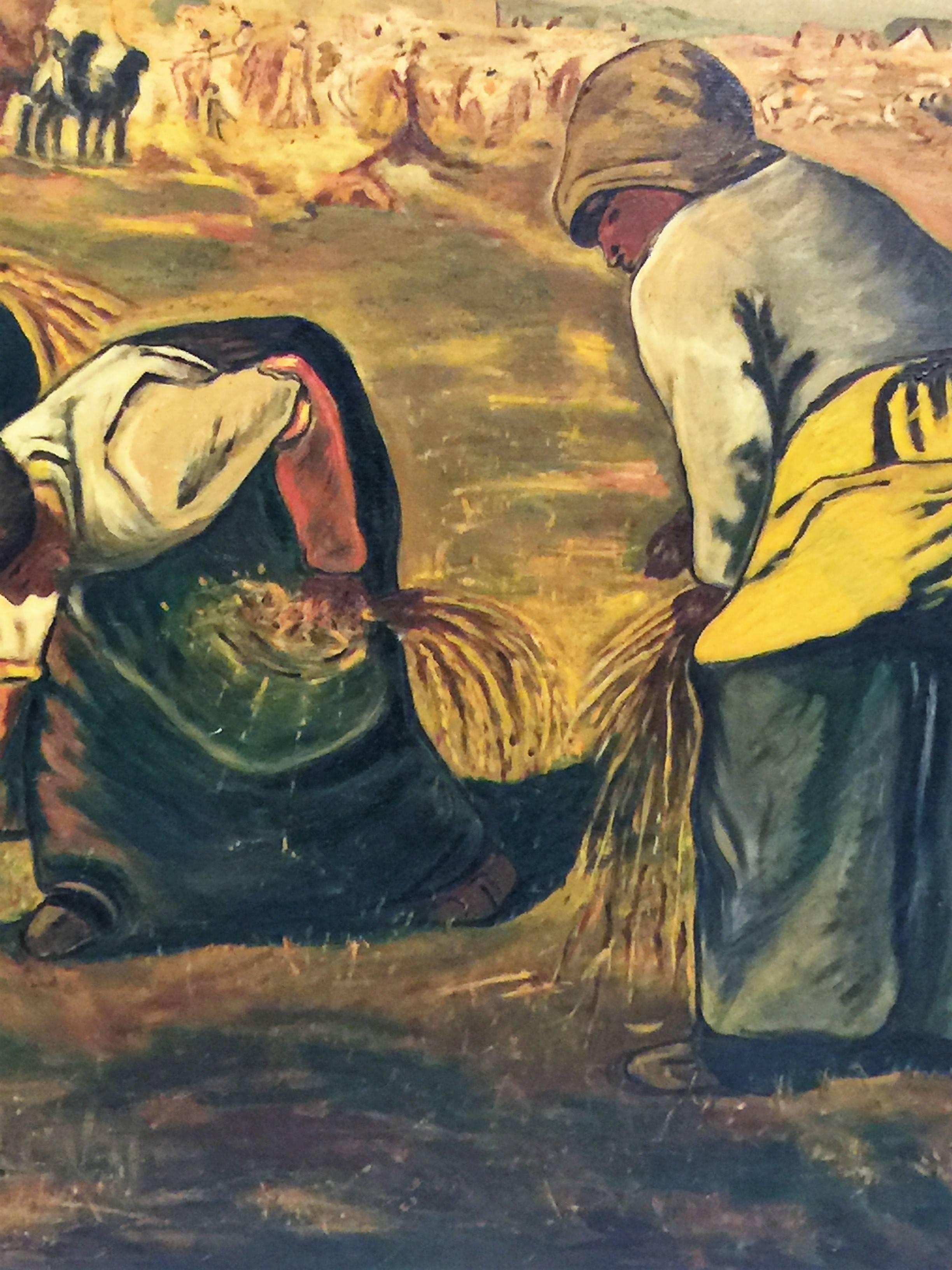 Monumental Signed Painting after Jean-Francois Millet 'The Gleaners' For Sale 3