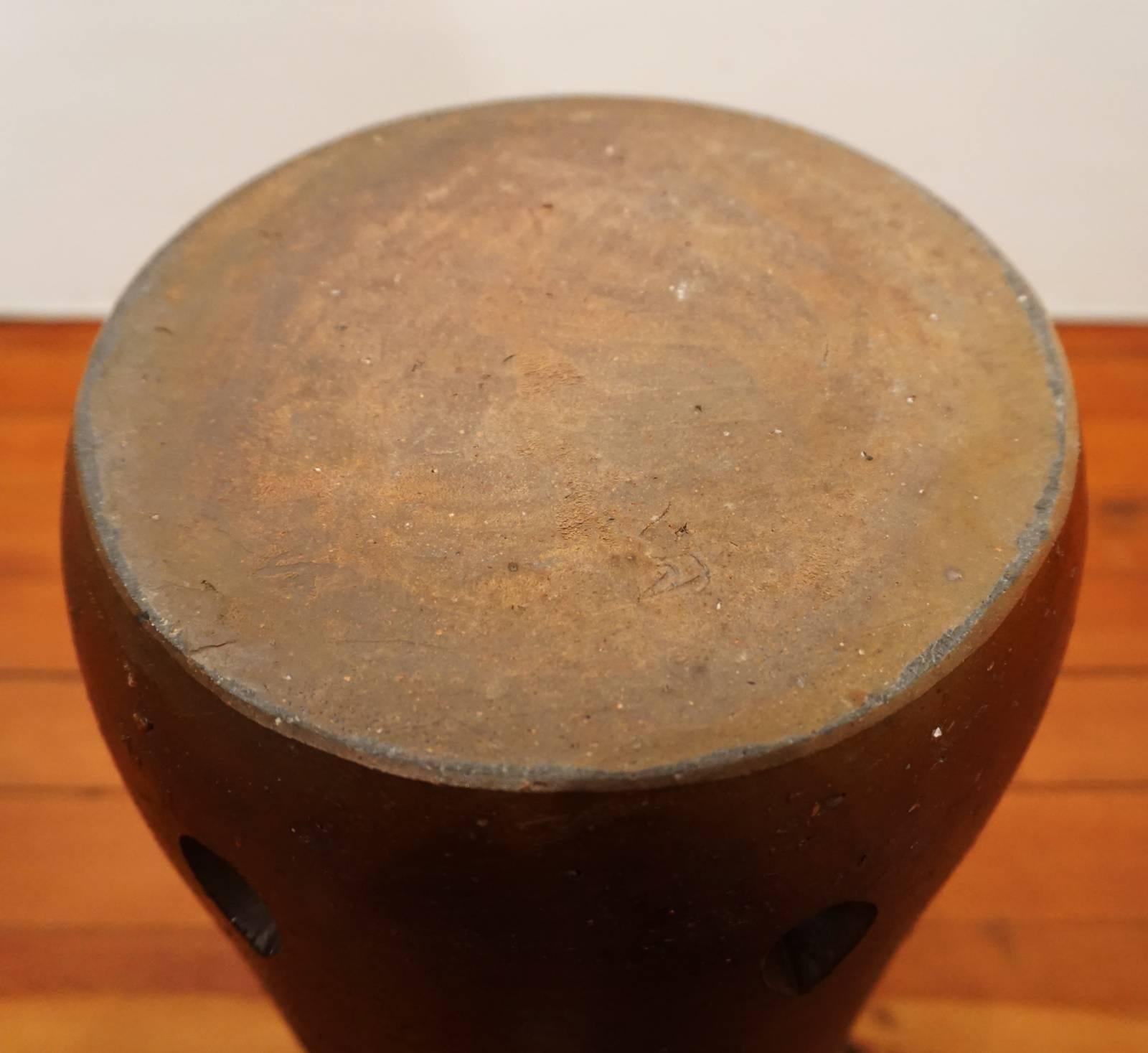 20th Century Japanese Bizen Pierced Ceramic Large Floor Vase 1