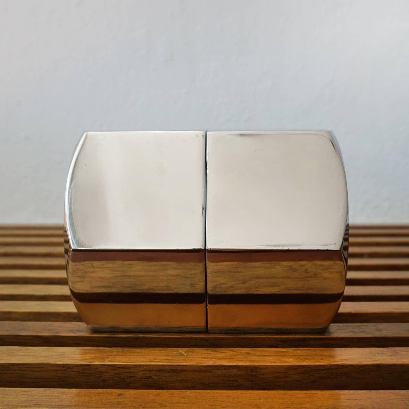 Mid-Century Modern Polished Nickel Nut Bookends by Design Line