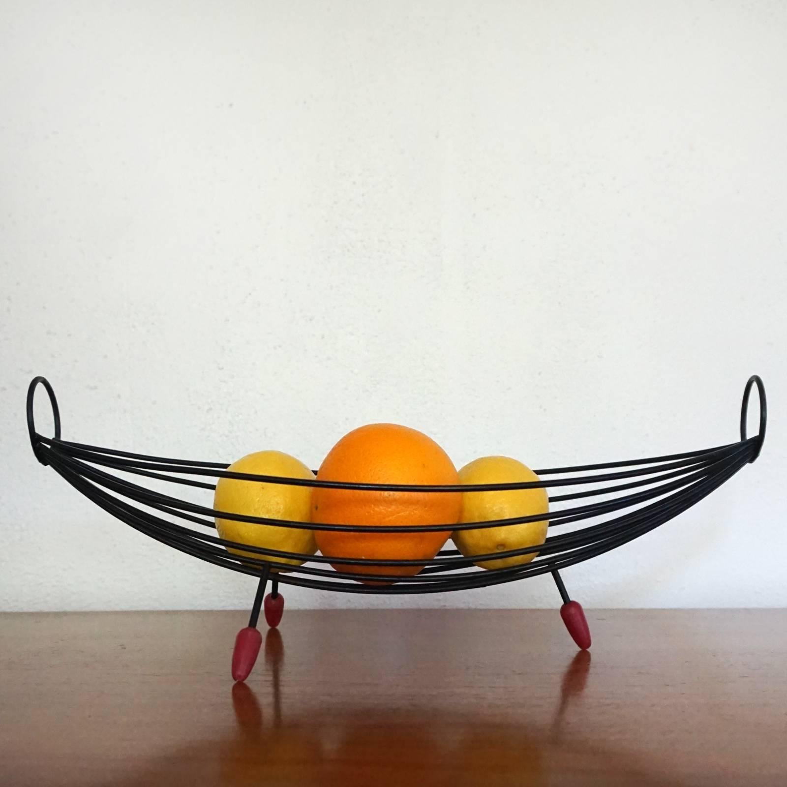 Mid-Century Modern 1950s Iron Tripod Fruit Basket