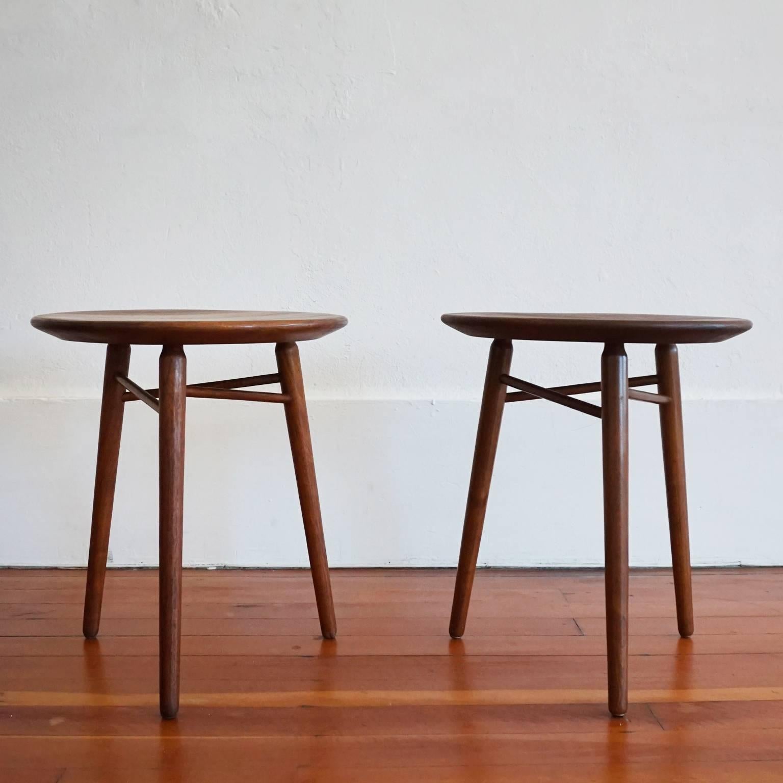 Solid walnut occasional tables or stools by Kipp Stewart and Stewart MacDougall for Glenn of California.