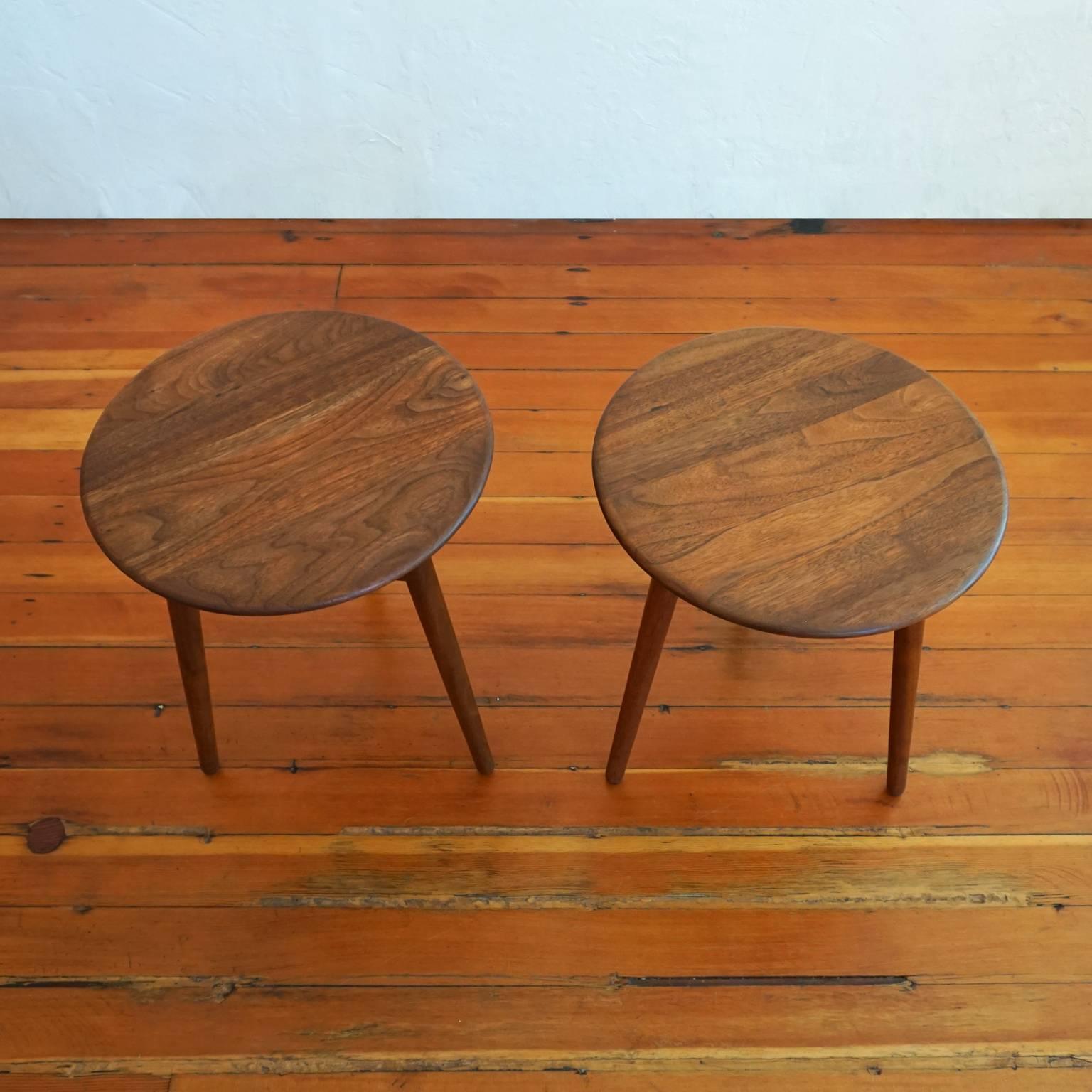 American Pair of Walnut Occasional Tables or Stools by Glenn of California